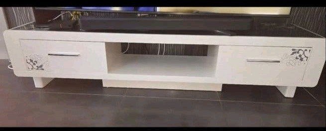 Meuble TV noir et blanc laqué – robuste et élégant, Maison & Meubles, Moins de 100 cm, 150 à 200 cm, Enlèvement, Utilisé