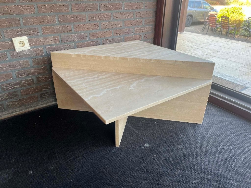 Design travertin salontafel up&up 70x70, Ophalen of Verzenden, Vierkant