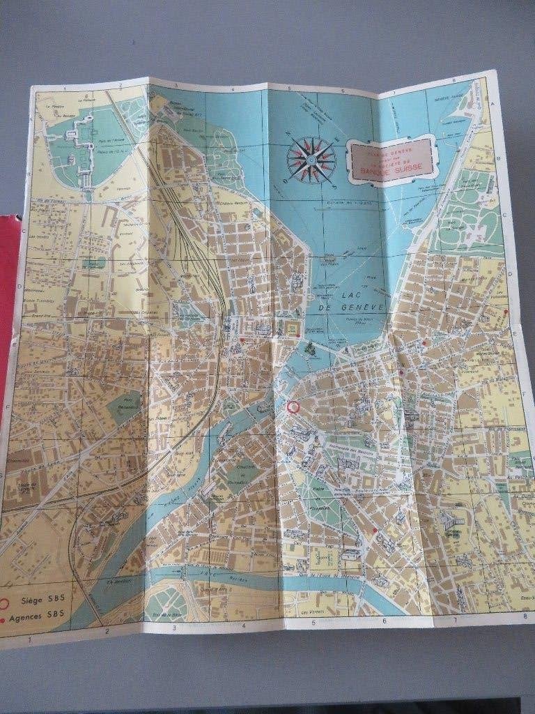 société de banque Suisse 1930,s plan van Geneve, Verzamelen, Ophalen of Verzenden, Ongelopen, Overig Europa