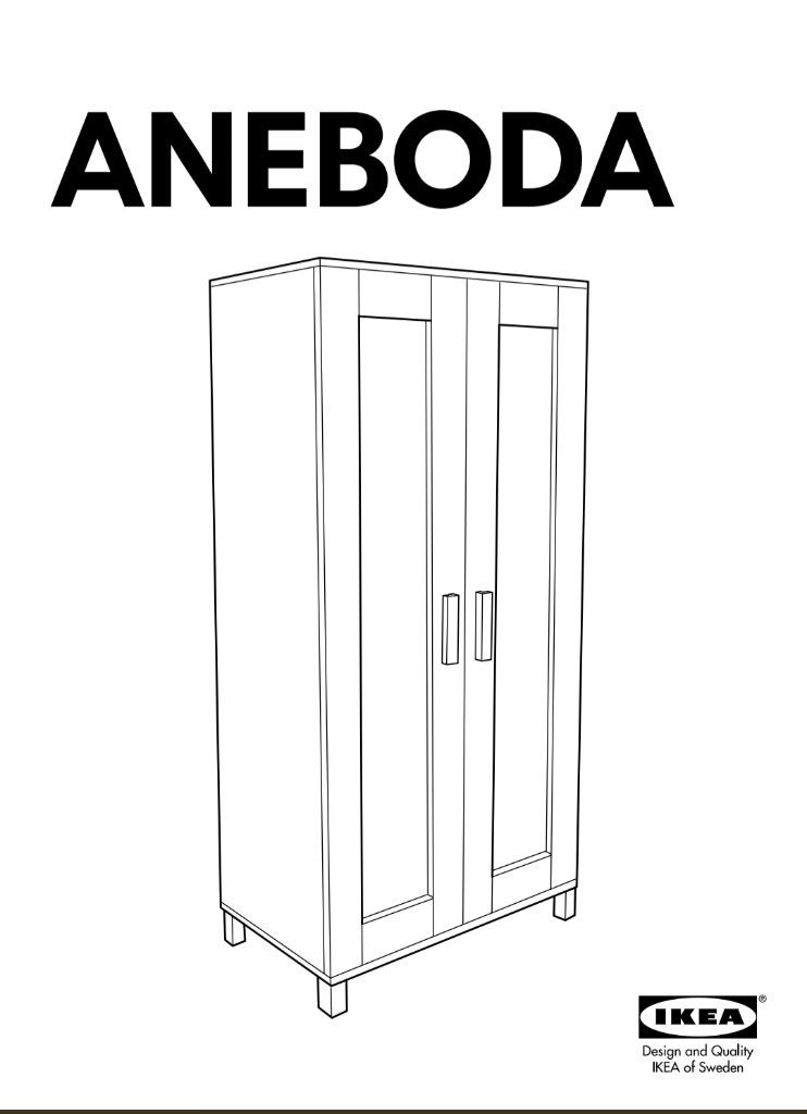 Witte 2 deurskleerkast Ikea, Aneboda. Met extra legboord, Huis en Inrichting, Ophalen, Met deur(en), 50 tot 100 cm, Zo goed als nieuw