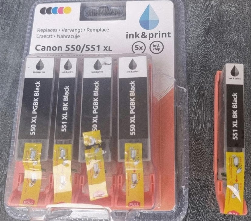 Canon 550/551 XL zwarte inktcartridges, Ophalen, Nieuw, Cartridge, Canon