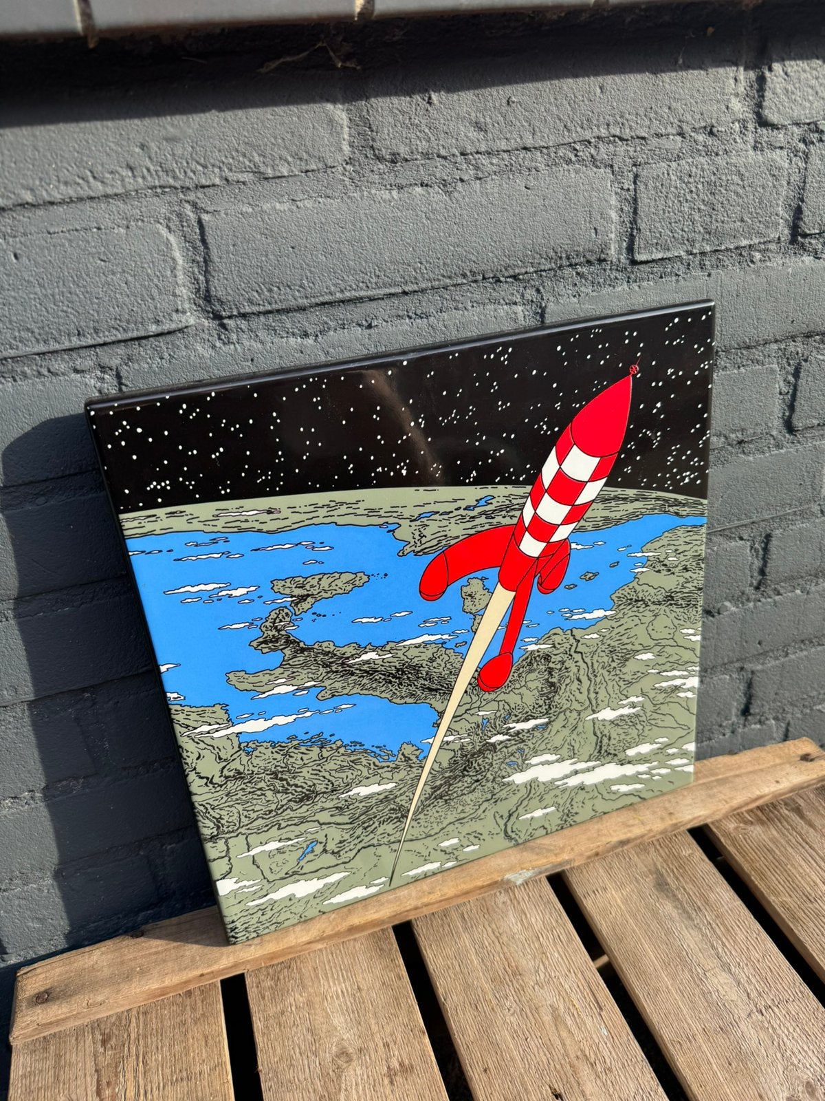 Panneau publicitaire en émail Tintin Rocket, Tintin, Enlèvement ou Envoi, ., Comme neuf
