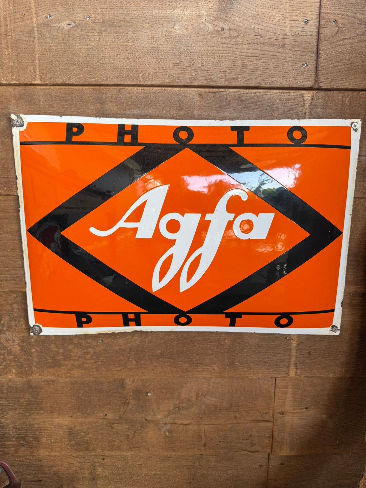 Emaille reclamebord AGFA, Ophalen of Verzenden, Gebruikt, Reclamebord