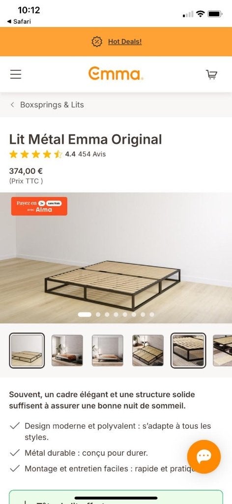Lit Métal Emma Original, Enlèvement, Comme neuf, Métal