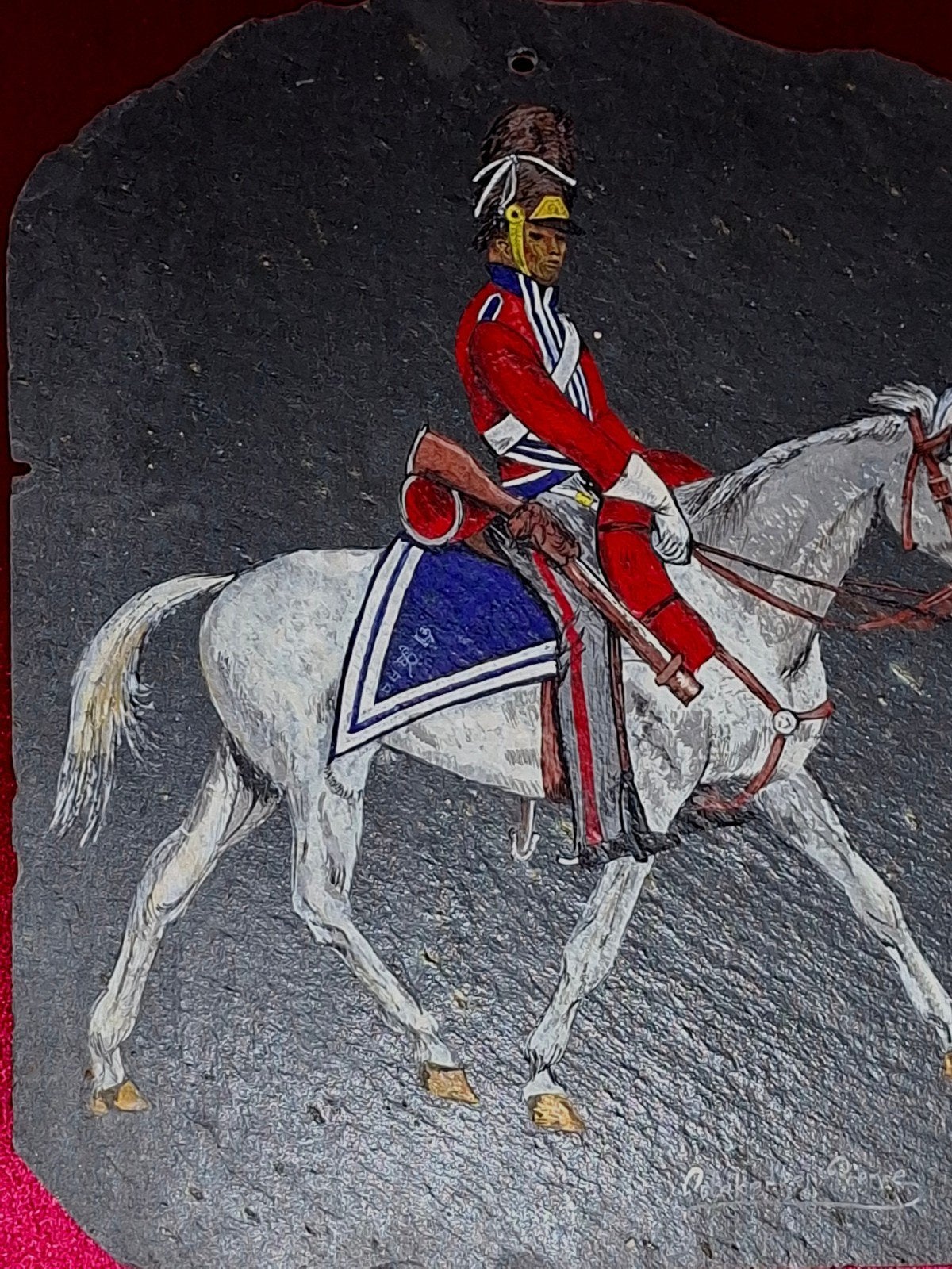PEINTURE SUR ARDOISE SIGNÉE, Antiquités & Art, Enlèvement ou Envoi