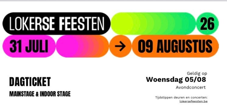 Lokerse feesten kaart te koop voor vandaag 5 aug, Tickets en Kaartjes, Evenementen en Festivals