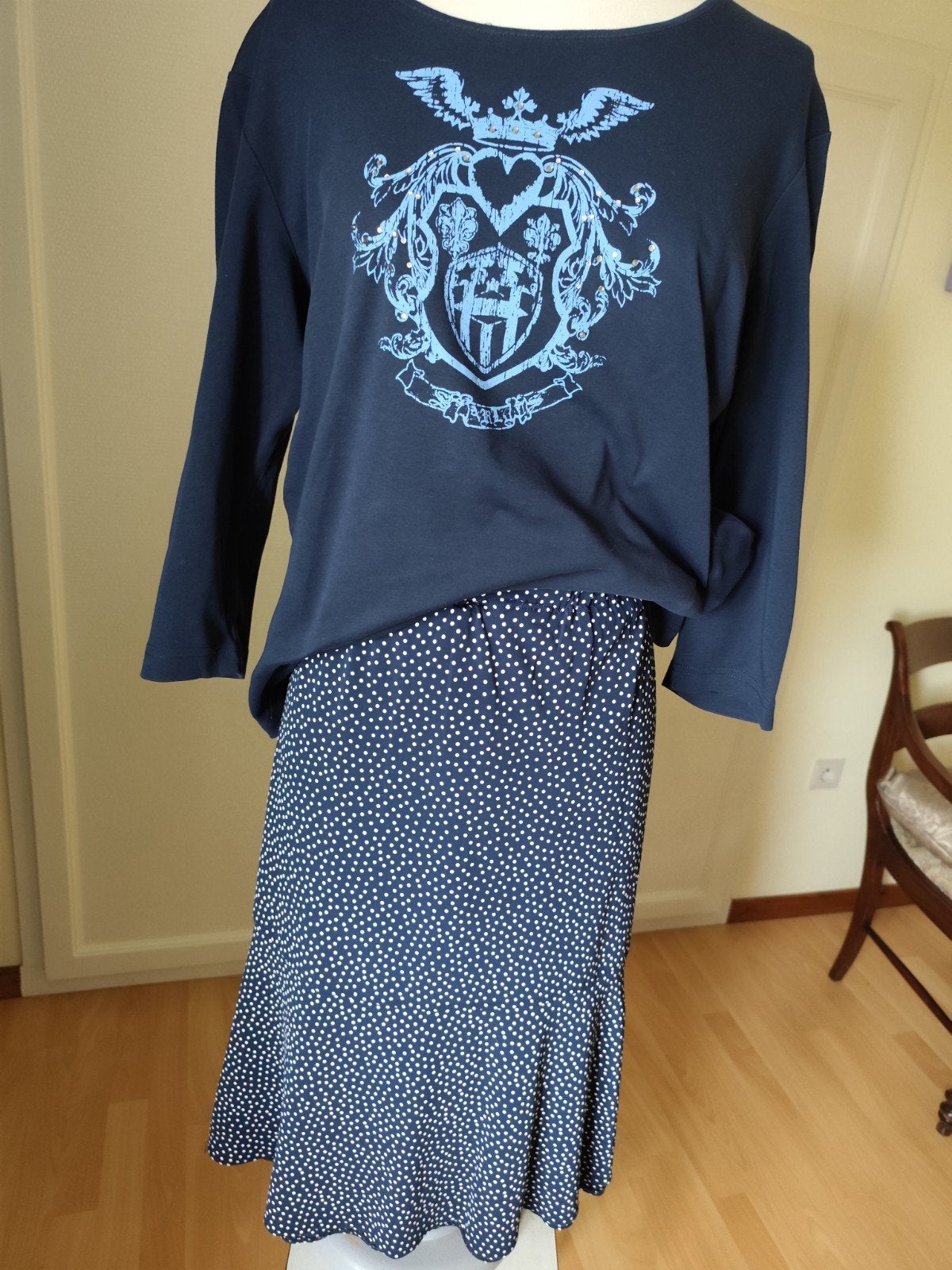 donker blauw met wit, rok, Vêtements | Femmes, Grandes tailles, Enlèvement ou Envoi, Bleu, Jupe