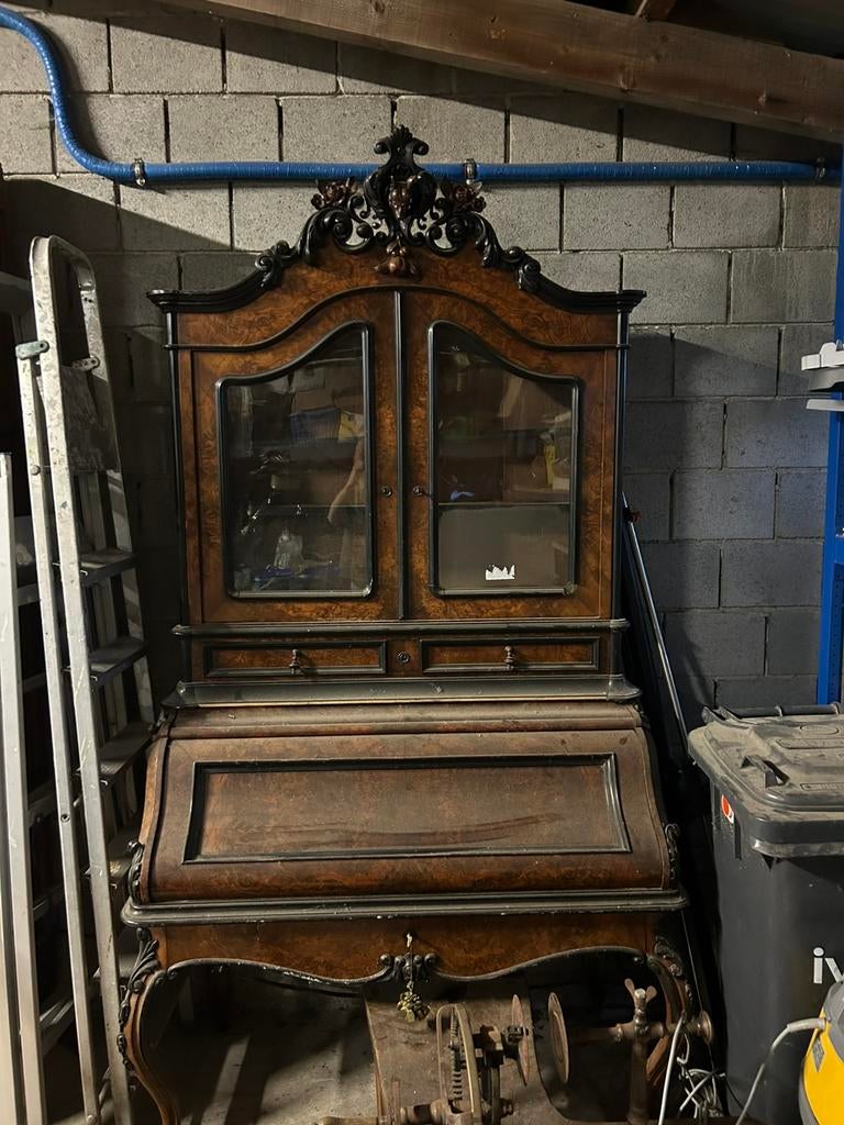 Antieke Secretaire vitrine, Antiek en Kunst, Antiek | Meubels | Kasten, Ophalen