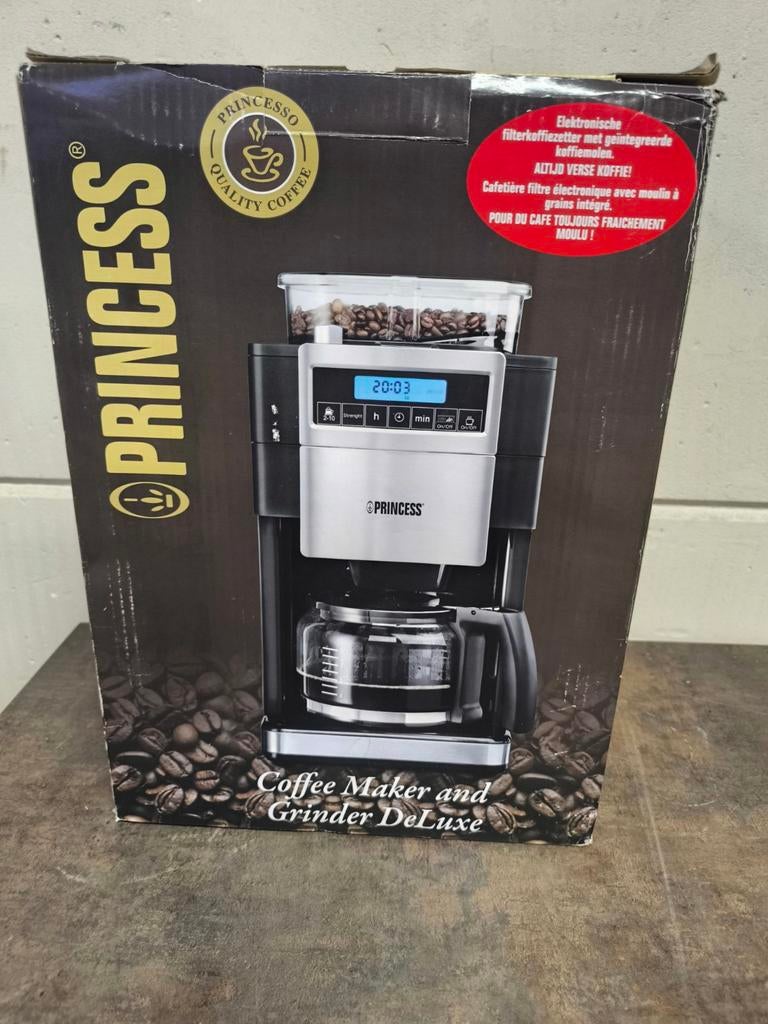 Princess koffiemachine met koffiemolen – nieuw in doos, Ophalen, Koffiebonen