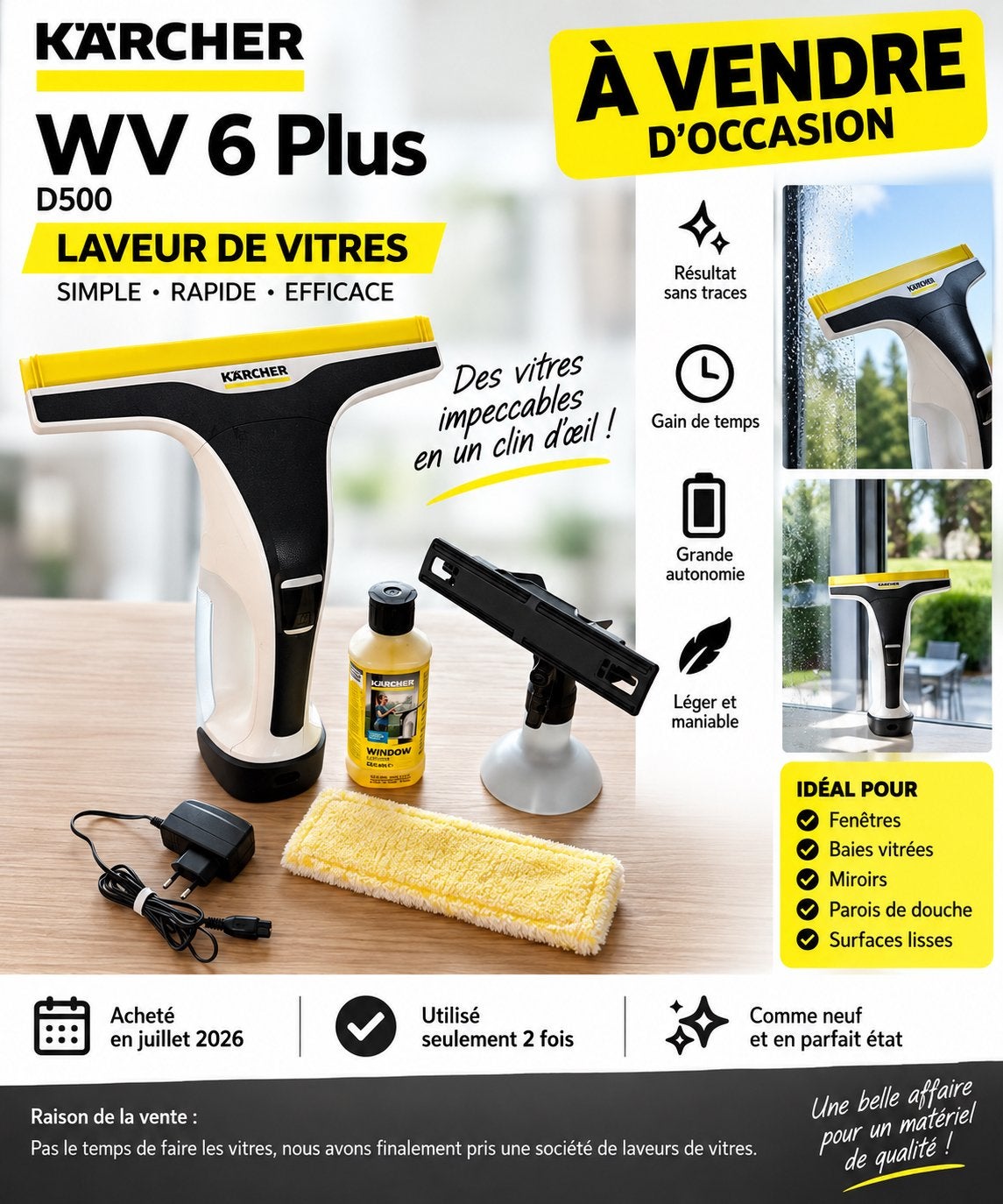 Karcher WV6 ruitenwasser, Ophalen, Raamwisser of Trekker