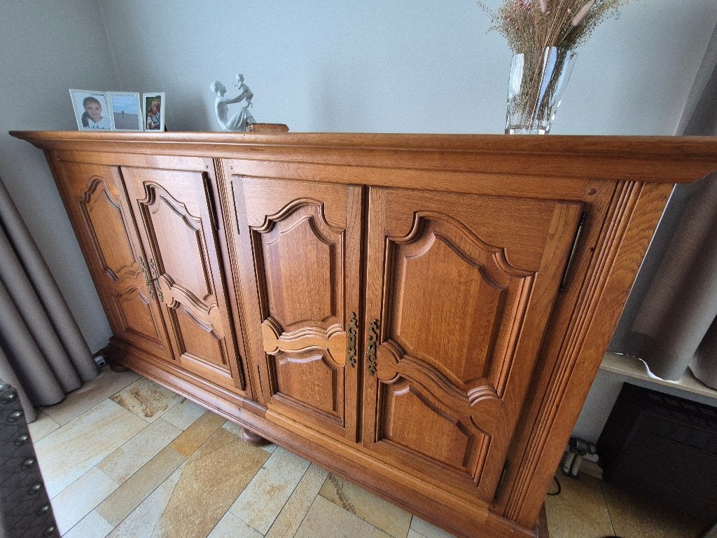 Eikenhouten dressoir 4 deurtjes - Lodewijk - moet weg, Ophalen, Gebruikt, Eikenhout, Met deur(en)
