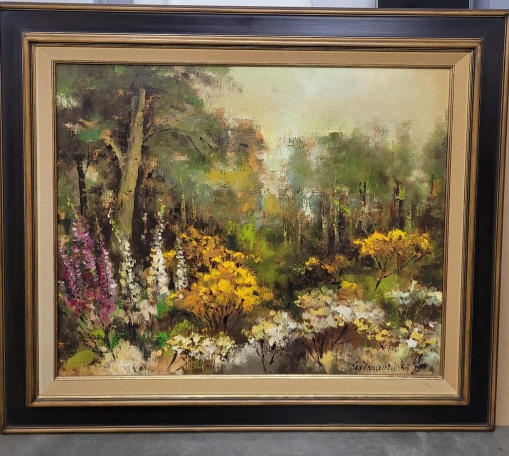 Lea VANDERSTRAETEN, bloemen in het bos, Antiek en Kunst, Kunst | Schilderijen | Klassiek, Ophalen