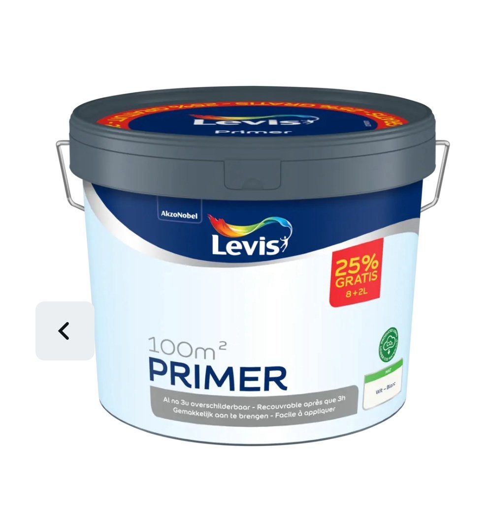 Primer Levis v. 135€, Doe-het-zelf en Bouw, Ophalen, 5 tot 10 liter, Wit, Nieuw