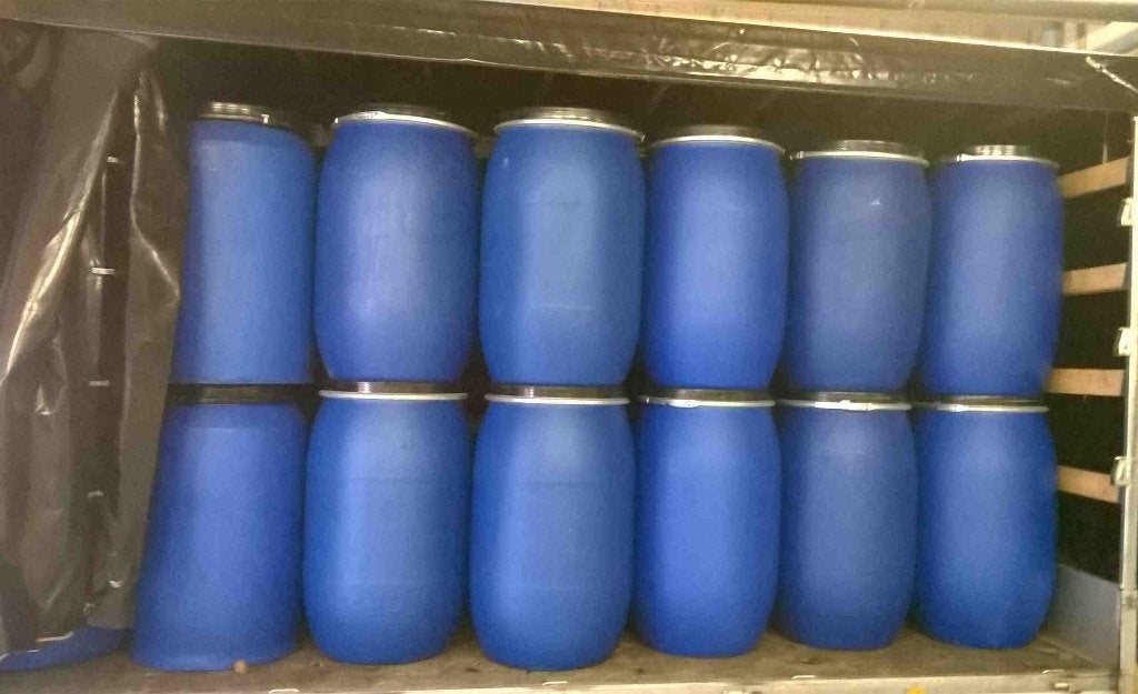 Fût, Baril 220 litres ouverture total rénové colis Afrique, 150 litres ou plus, Enlèvement, Comme neuf, Synthétique