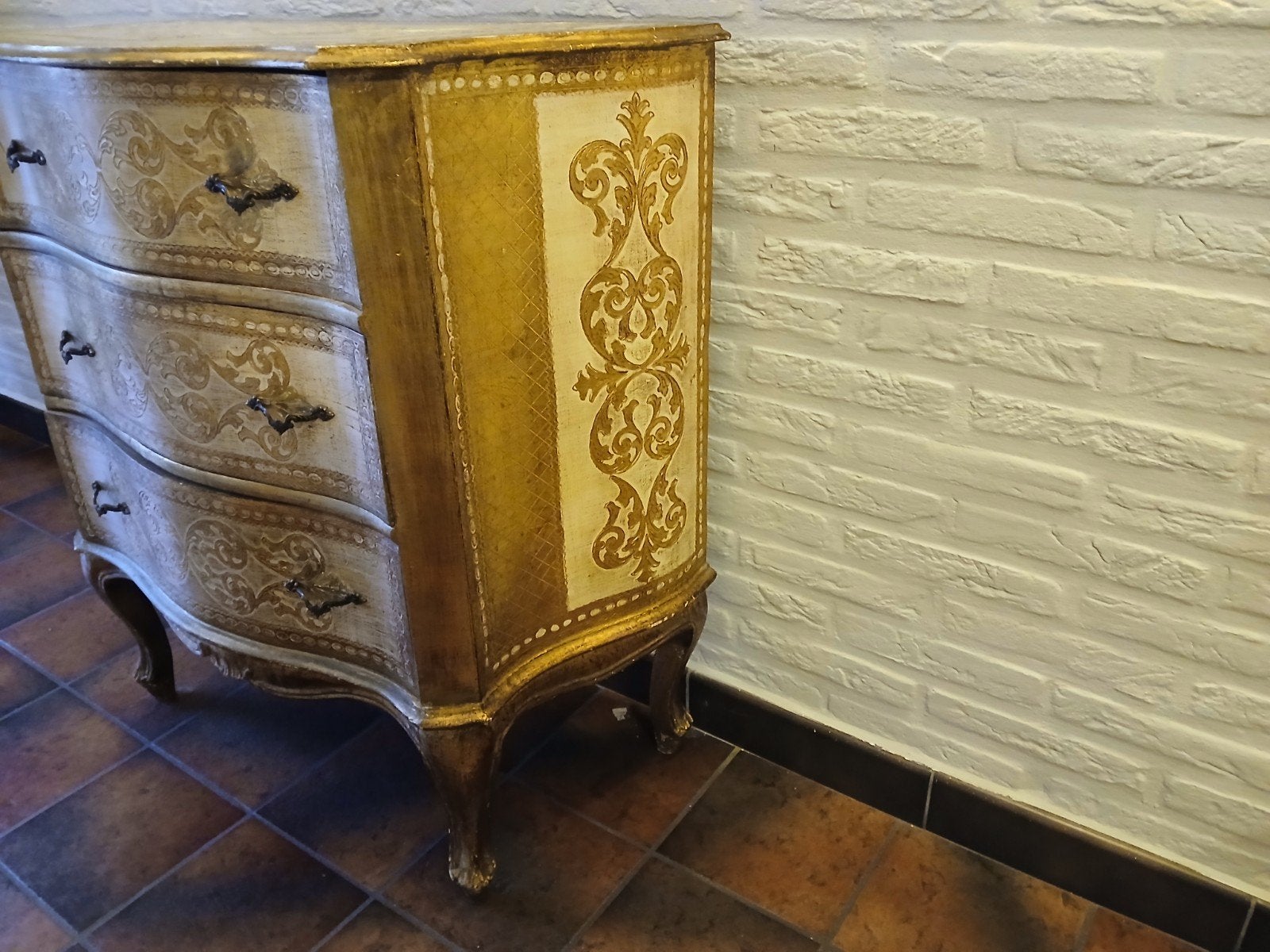 Gouden houten tafel, Huis en Inrichting, Ophalen, Gebruikt, Overige houtsoorten
