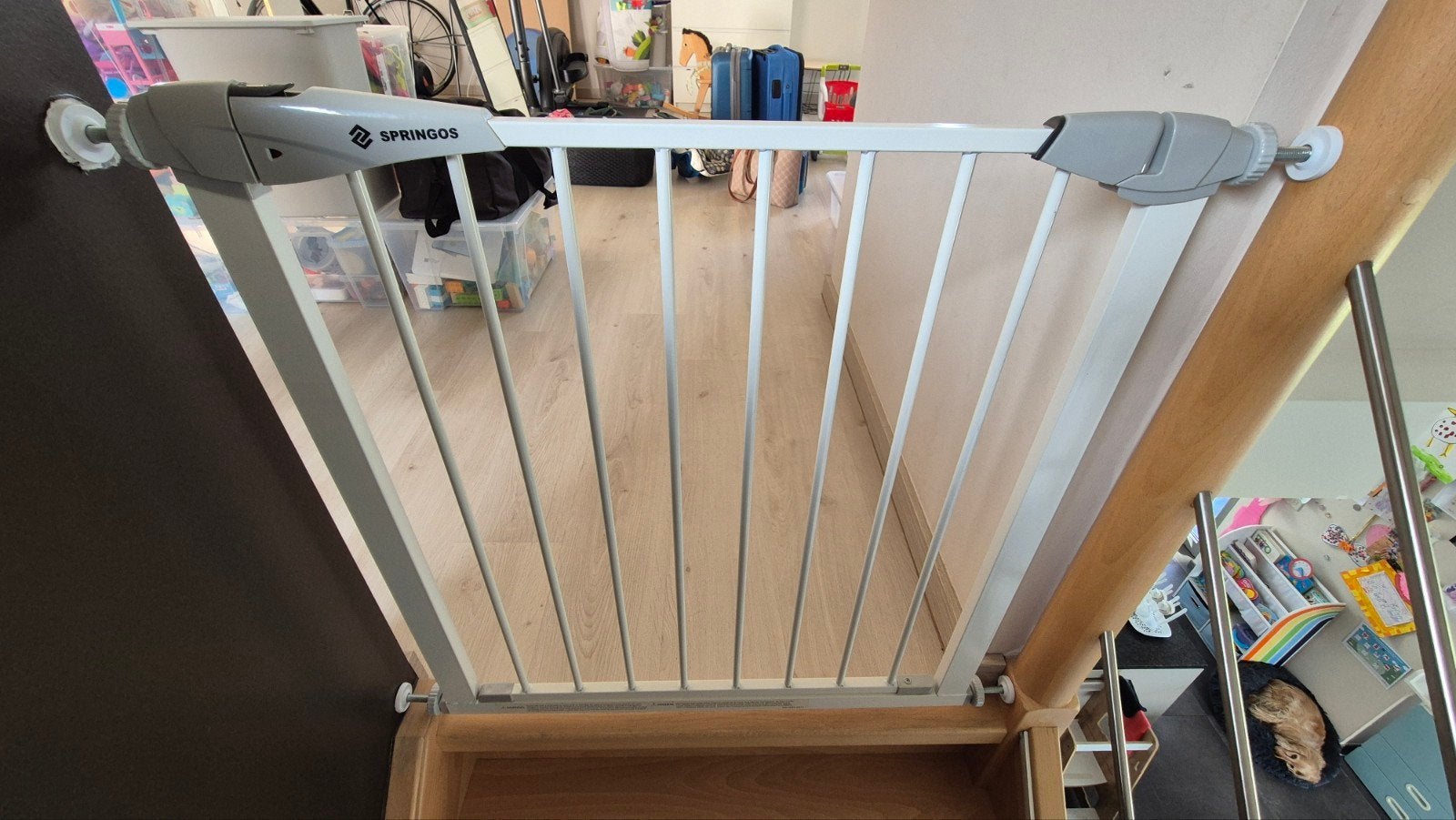 Traphekje Springos 76-85 cm, Kinderen en Baby's, Ophalen, Zo goed als nieuw, Metaal of IJzer, Schroefhekje