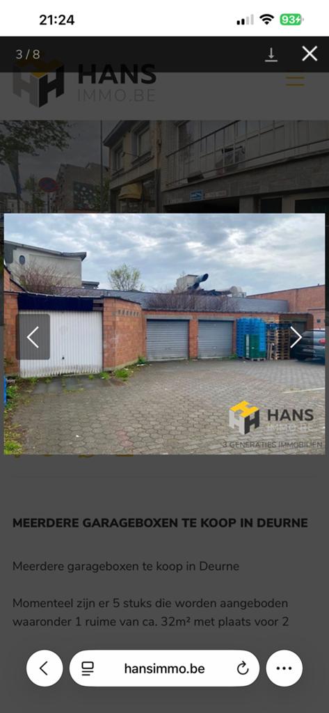 Garage box  te huur, Immo