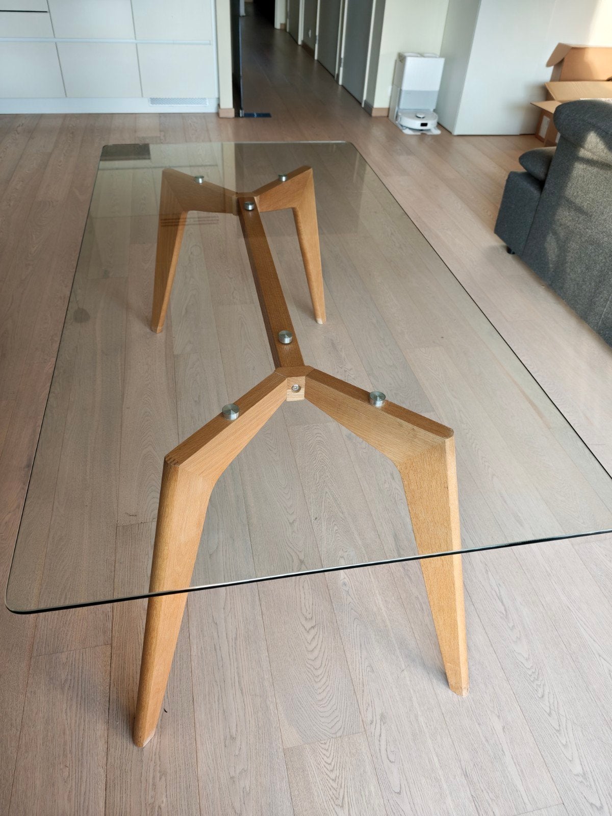 Glazen eettafel HUDSON II 180x90 cm, Maison & Meubles, Tables | Tables de salon, Scandinavisch design, 150 à 200 cm, Autres essences de bois