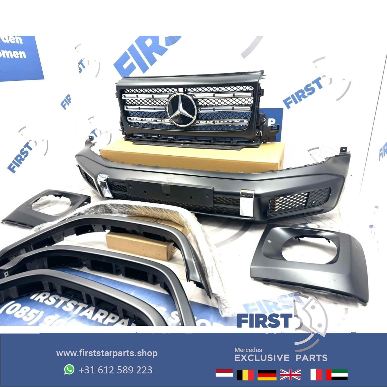 W463 G500 VOORBUMPER + GRIL + WIELKAST VERBREDERS origineel, Utilisé, -, Avant, -