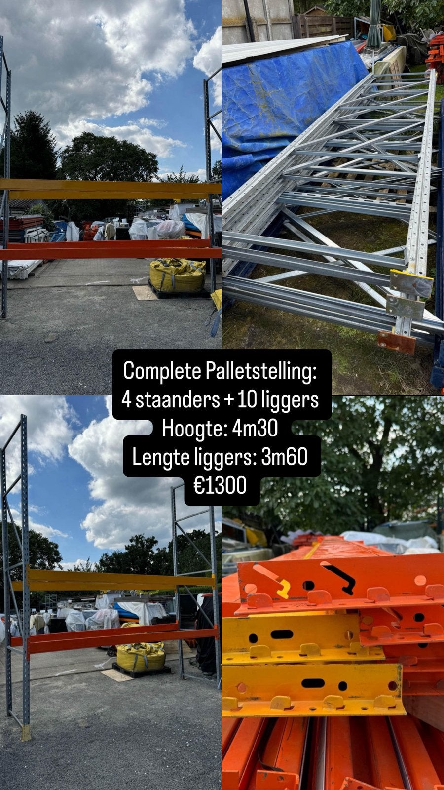 Étagère à palettes de 11 m - 4 montants + 10 poutres, Enlèvement