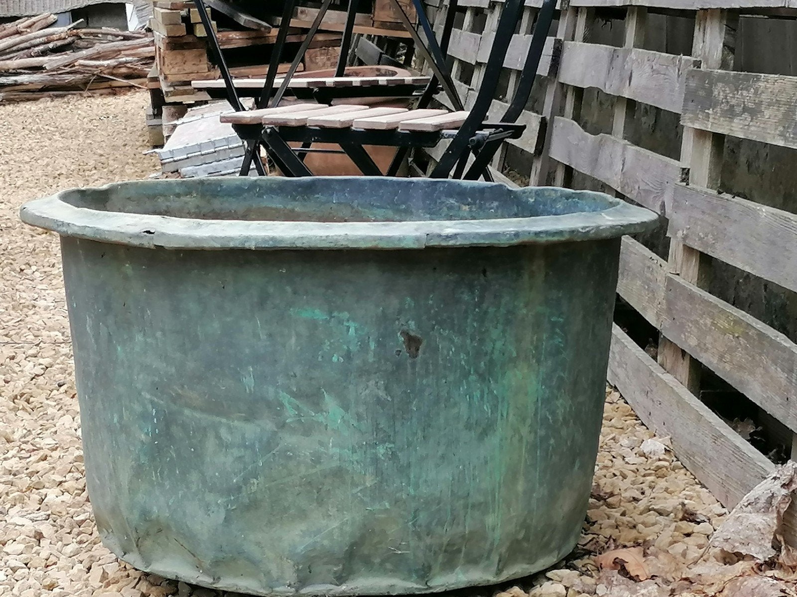 Vintage koperen bak, Ophalen, Tuin