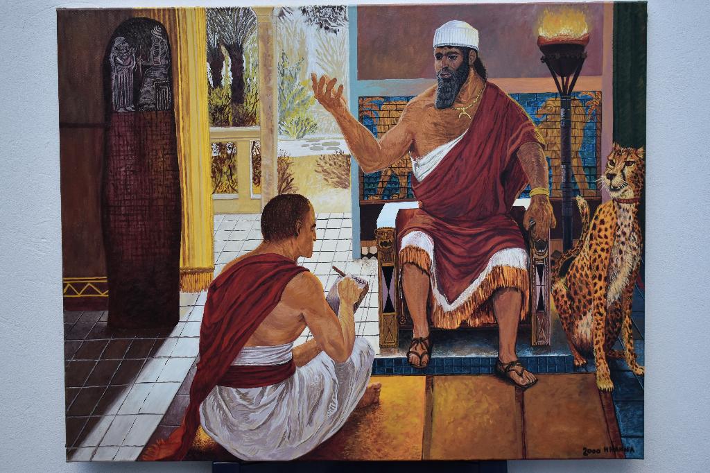 King Painting King of Babylon gesigneerd door Joky Kamo, Ophalen