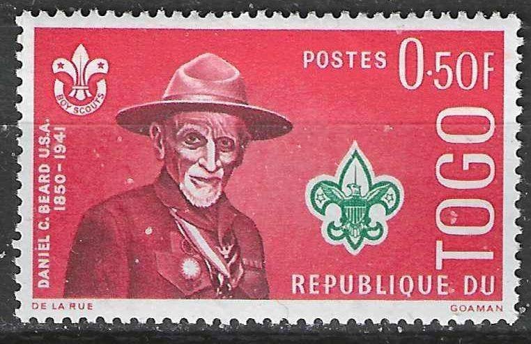 Togo 1961 - Yvert 334 - Scoutisme - Daniel C. Beard (PF), Envoi, Non oblitéré