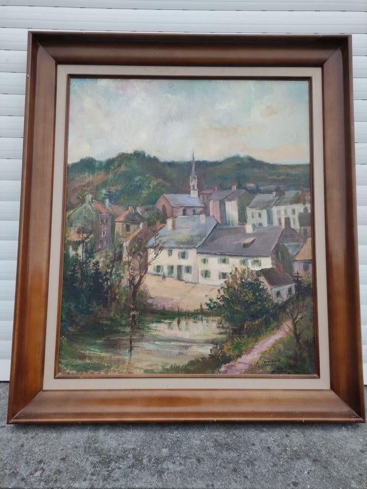 Huile sur toile Vallée de la Sure signe Fernand lienaux, Antiquités & Art, Enlèvement ou Envoi