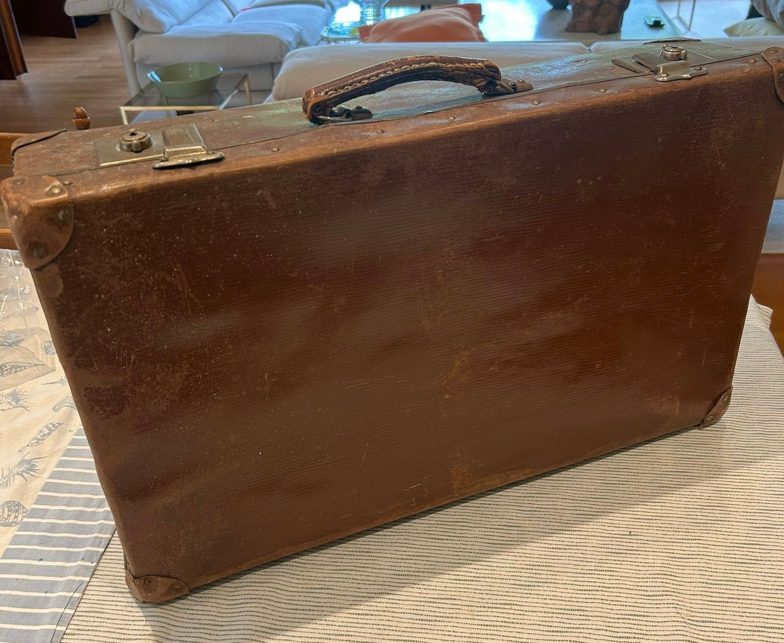 Vintage reiskoffer, Handtassen en Accessoires, Koffers, Ophalen, Gebruikt, Leer