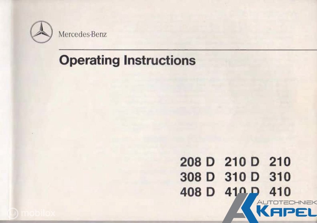 Mercedes M102 motor handleiding Online PDF handboek, Verzenden