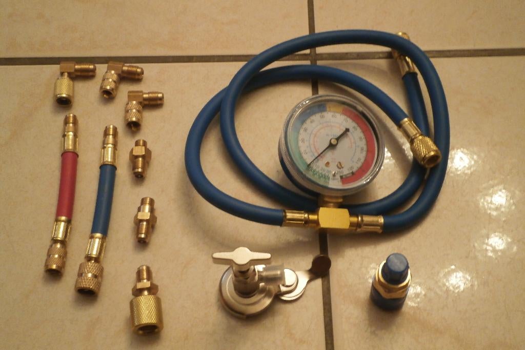 flexible de remplissage airco pour R134a robinet US, Europe, Ophalen