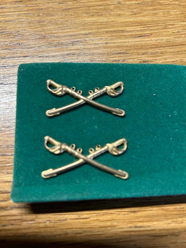 WWII - insignes de col POUR officier U.S - CAVALERIE, Ophalen of Verzenden, Overige soorten, Overige typen