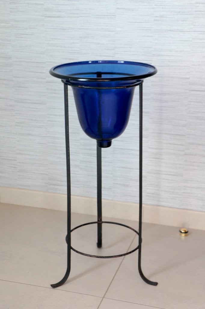 staander met 2 glazen schalen, Rond, Verre, Enlèvement, Utilisé