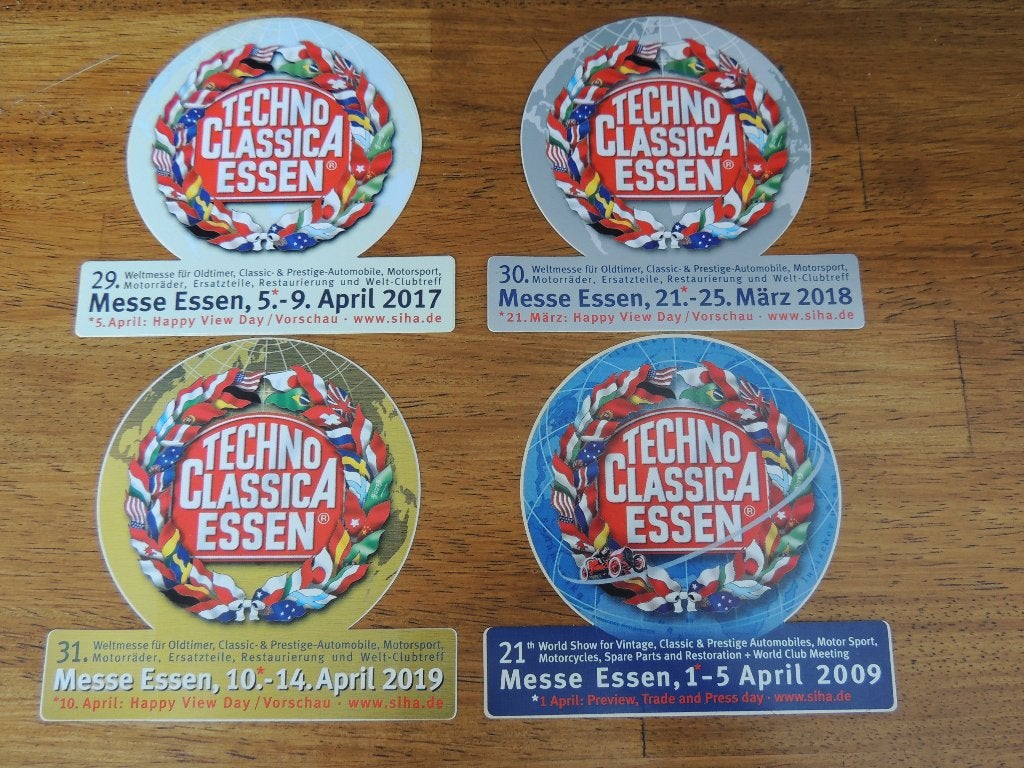 Auto Techno classica Essen 4 x sticker, Verzenden, Zo goed als nieuw, Auto of Motor