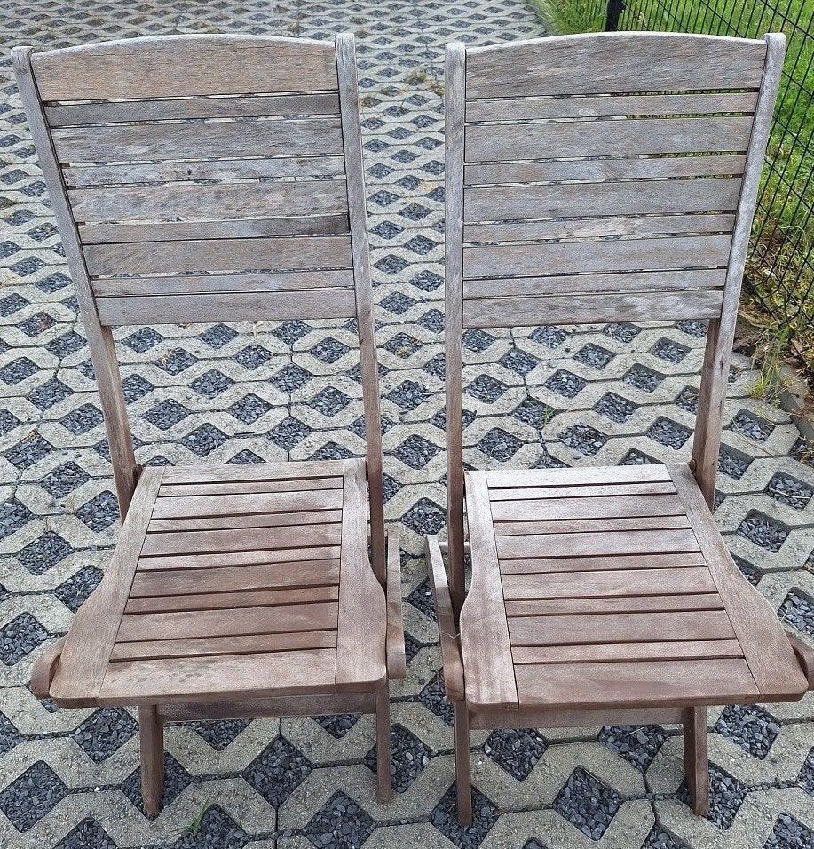 4 chaises de jardin en bois / 4 houten tuinstoelen, Jardin & Terrasse, Enlèvement, Utilisé, Bois, Pliant