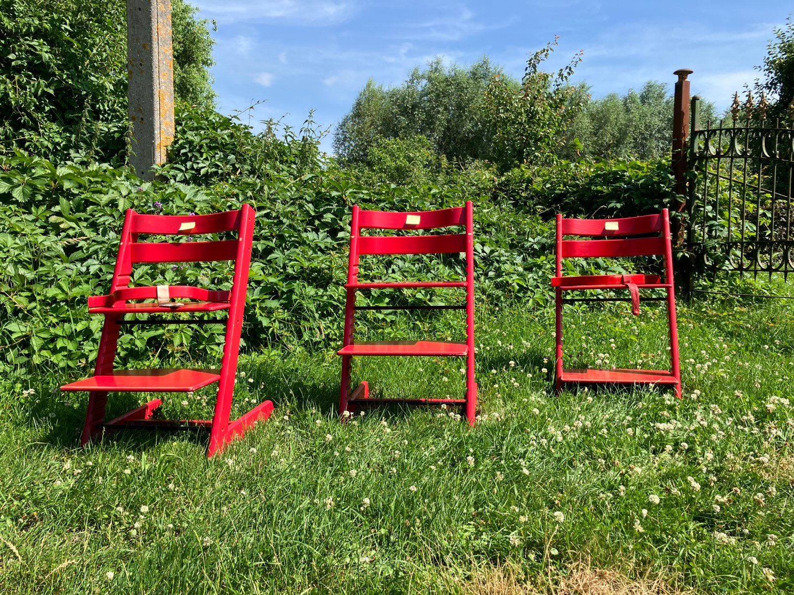 Rode Stokke Tripp Trapp stoelen, Ophalen, Gebruikt, Meegroeistoel, Gordel(s)