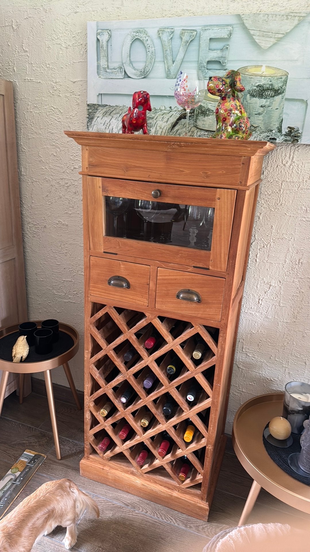 Wijnkast 1m40 hoog - 62 cm breed, Maison & Meubles, Accessoires pour la Maison | Porte-bouteilles, 75 cm ou plus, Comme neuf, Enlèvement