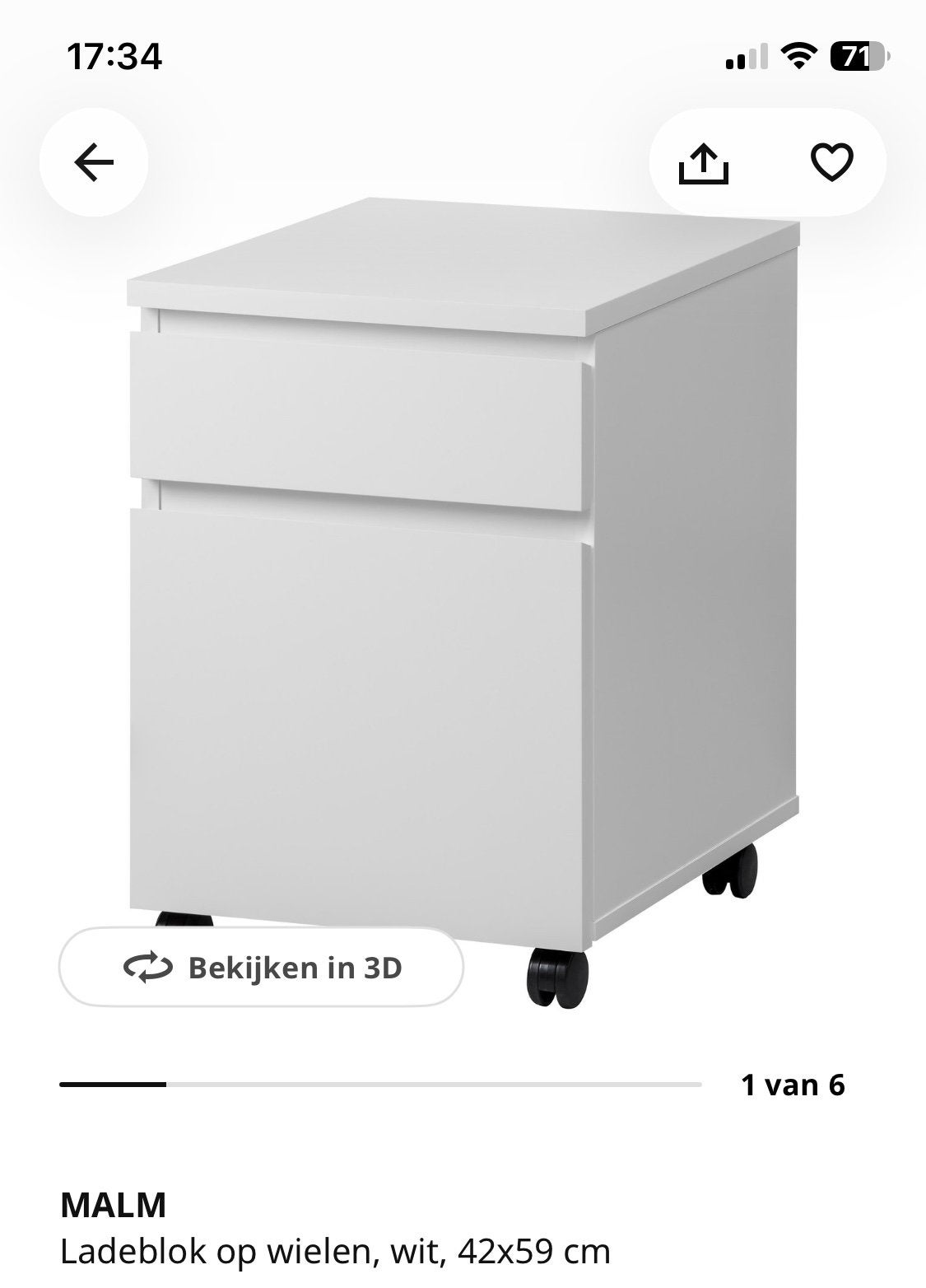 Ikea MALM ladeblock op wielen, Ophalen, Zo goed als nieuw