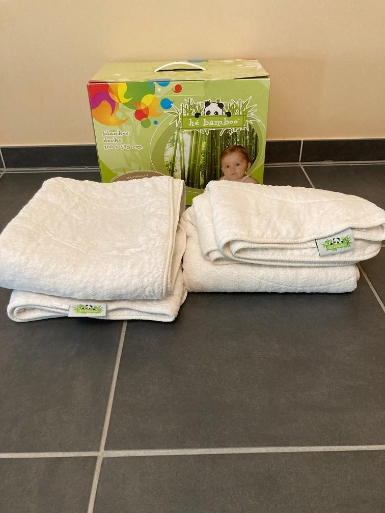 HeBaby Wash Cotton Bamboo  2 stuks, Kinderen en Baby's, Ophalen, Jongetje of Meisje, Wit, Deken of Dekbed