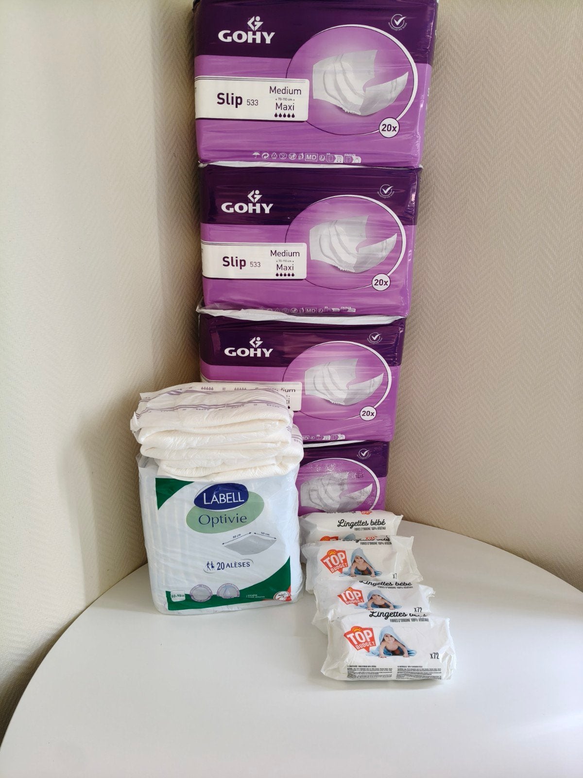 Hygiëneset voor ouderen 83 luiers, 13 maandverband, 4 doekje, Ophalen