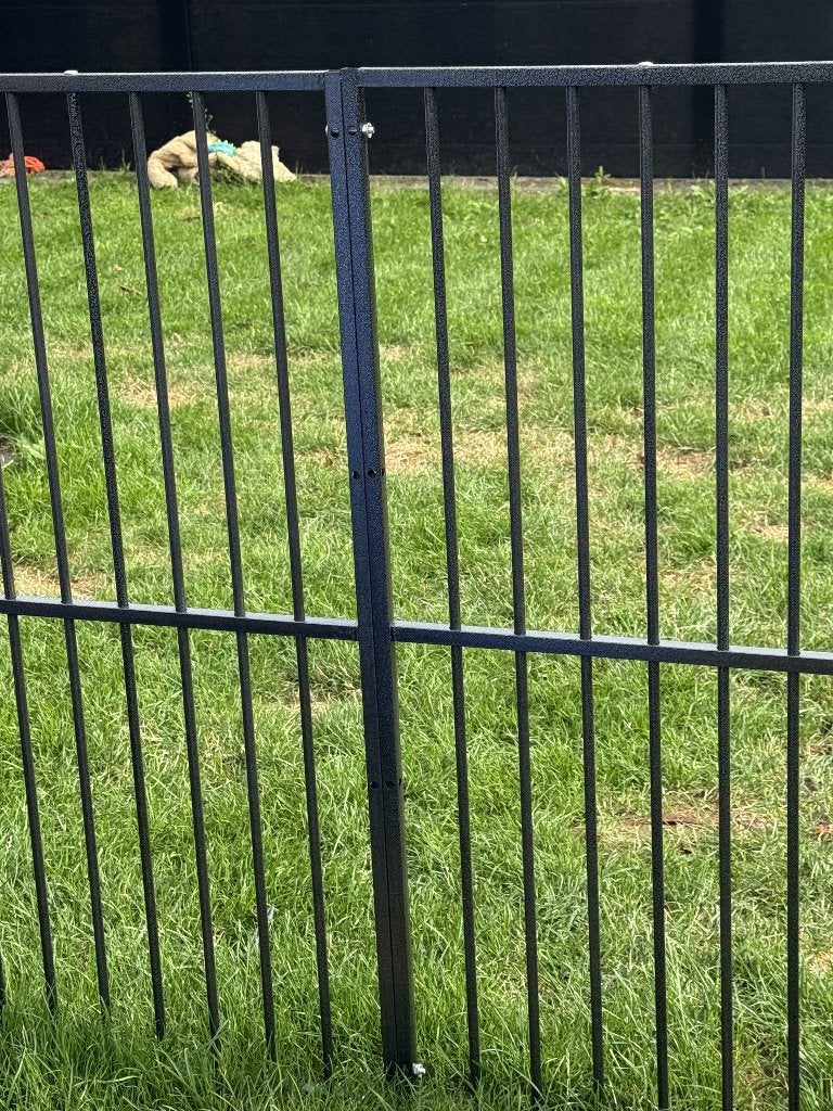 vidaXL Hondenkennel 12 panelen gepoedercoat staal zwart, Dieren en Toebehoren, Hondenhokken, Ophalen, Hondenkennel, 65 tot 100 cm
