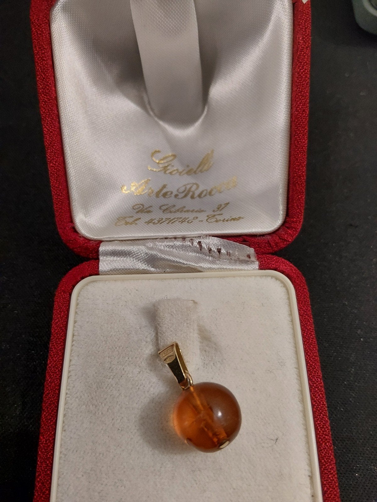 Vintage Italiaans goud en amber ketting hanger, Handtassen en Accessoires, Kettinghangers, Gebruikt, Overige voorstellingen, Oranje