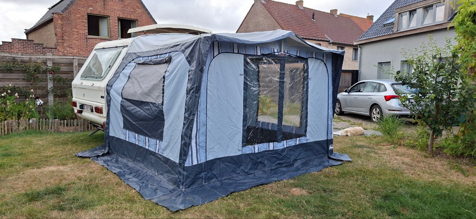 Voortent Soplair Ardèche blauw caravan auvent, Caravans en Kamperen, Ophalen, Zo goed als nieuw, Overige merken