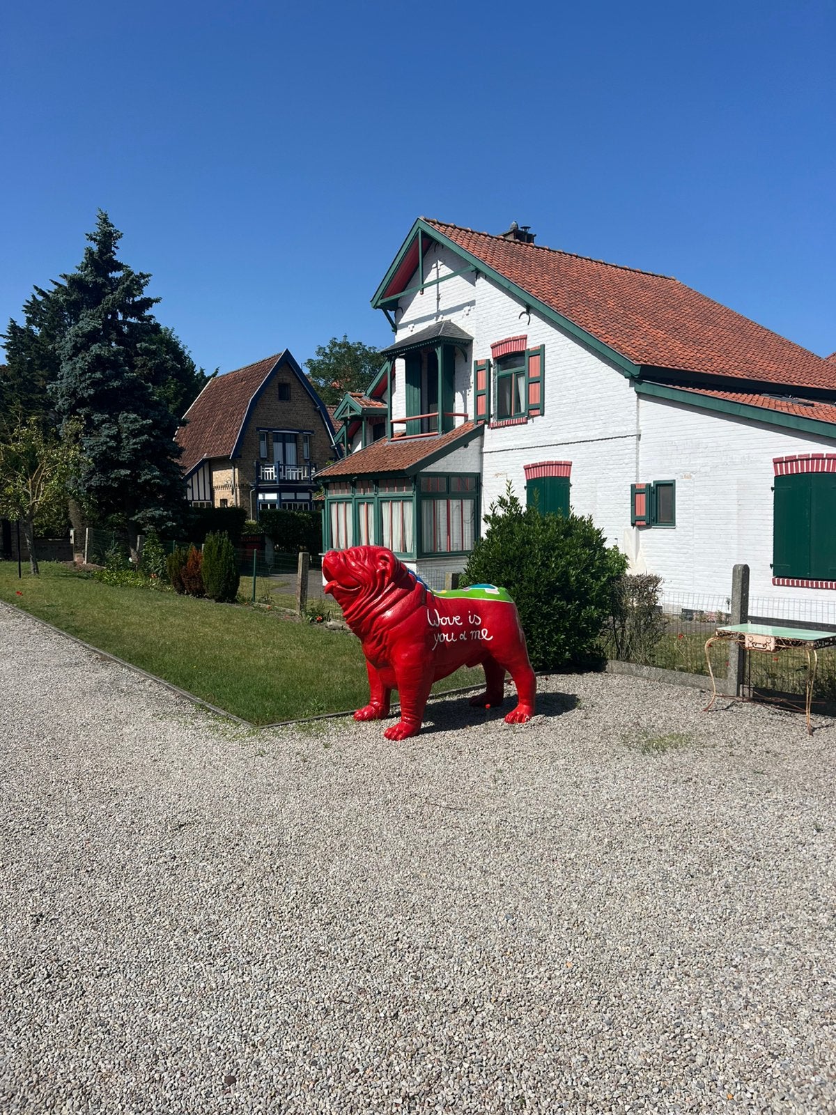 D’haese XXL bulldog, Antiek en Kunst, Rood, Kunststof, Ophalen of Verzenden, Zoogdier