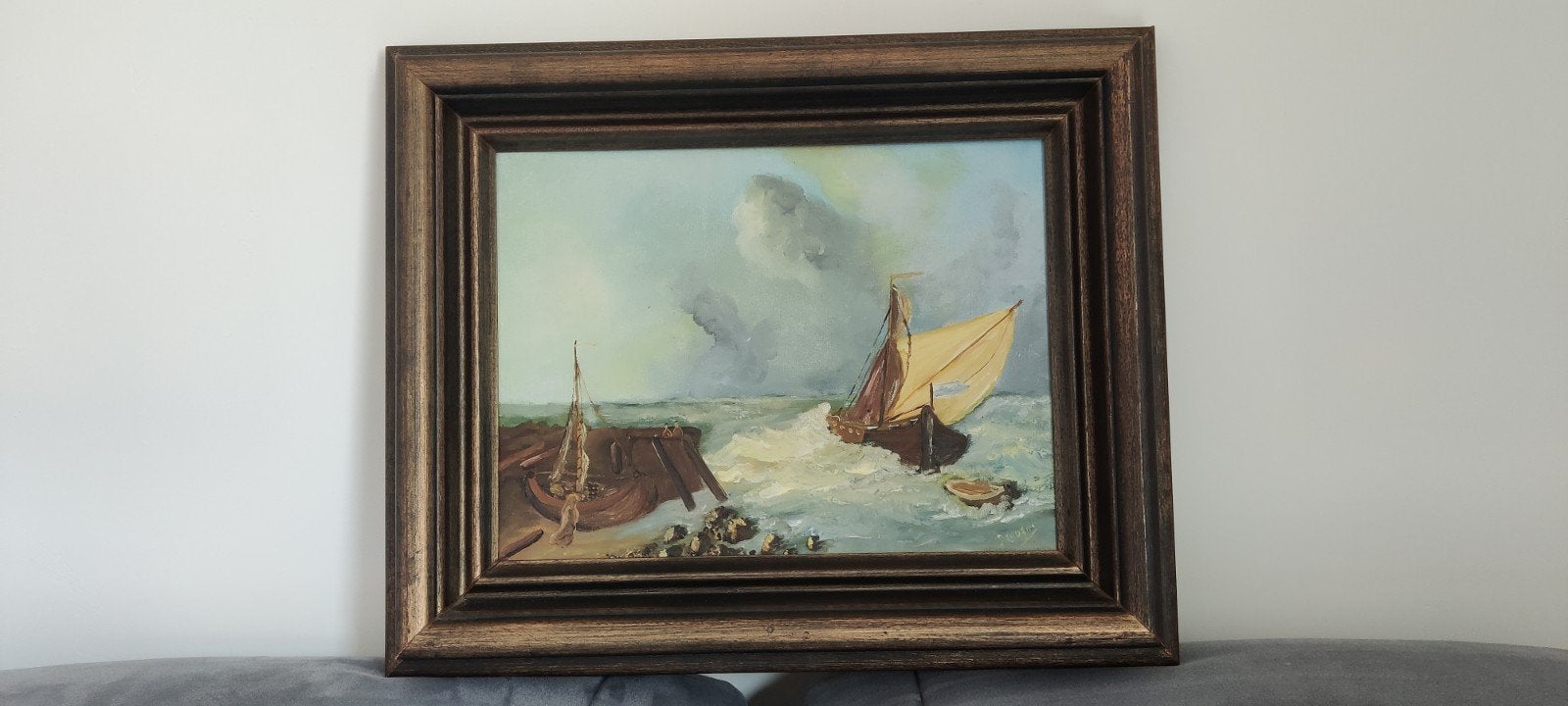 Maritiem olieverfschilderij 55x45cm - (Geudens Emile?), Ophalen, Doek, Olieverf, Klassiek