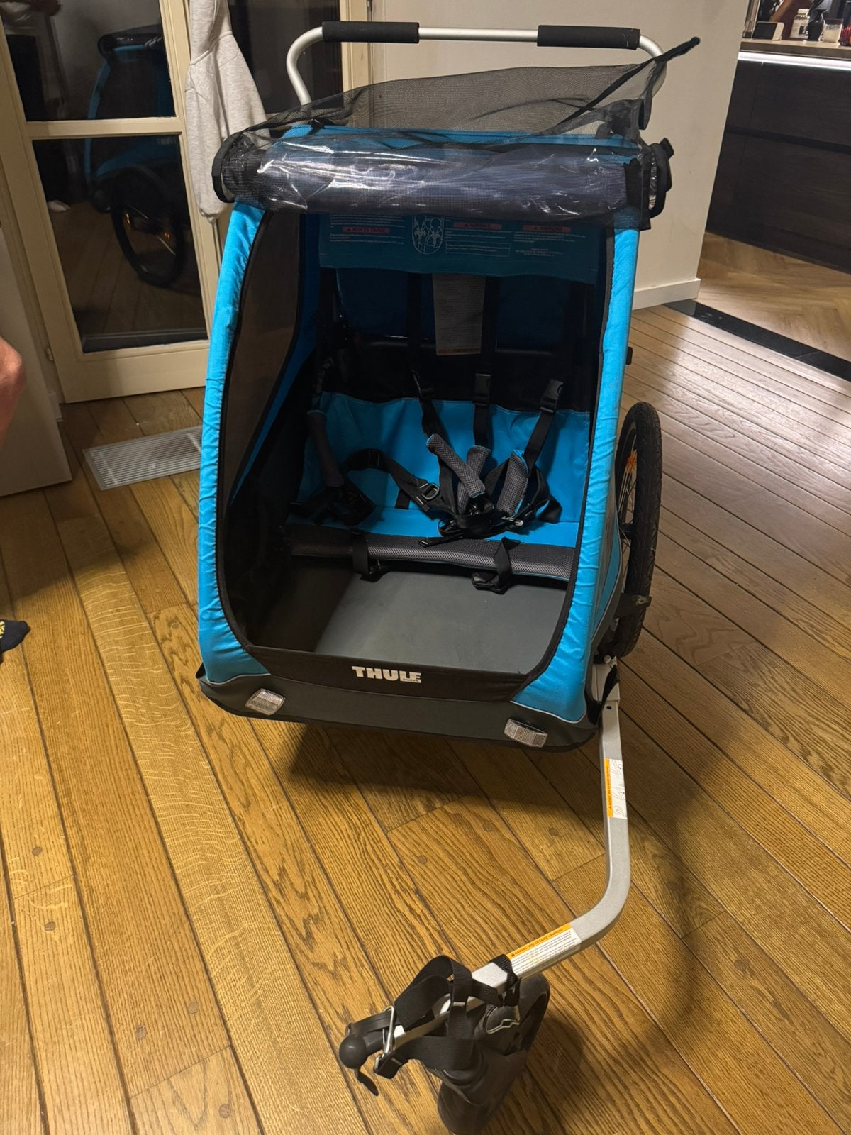 Thule Coaster XT fietskar – blauw – voor 2 kinderen, Fietsen en Brommers, Ophalen, Zo goed als nieuw, Opvouwbaar
