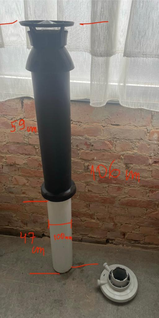 Dakdoorvoer schouw cv ketel 60-100 met Rookgasadapter, Ophalen, Zo goed als nieuw
