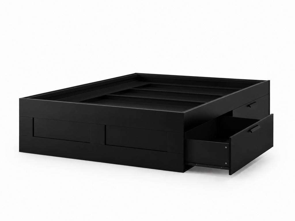 Cadre de lit IKEA MALM – Noir – bon etat, Enlèvement, Utilisé, 180 cm, 200 cm