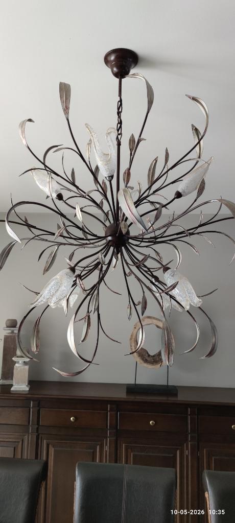 Hanglamp vintage blaadjes, Ophalen, Zo goed als nieuw, Glas, Vintage