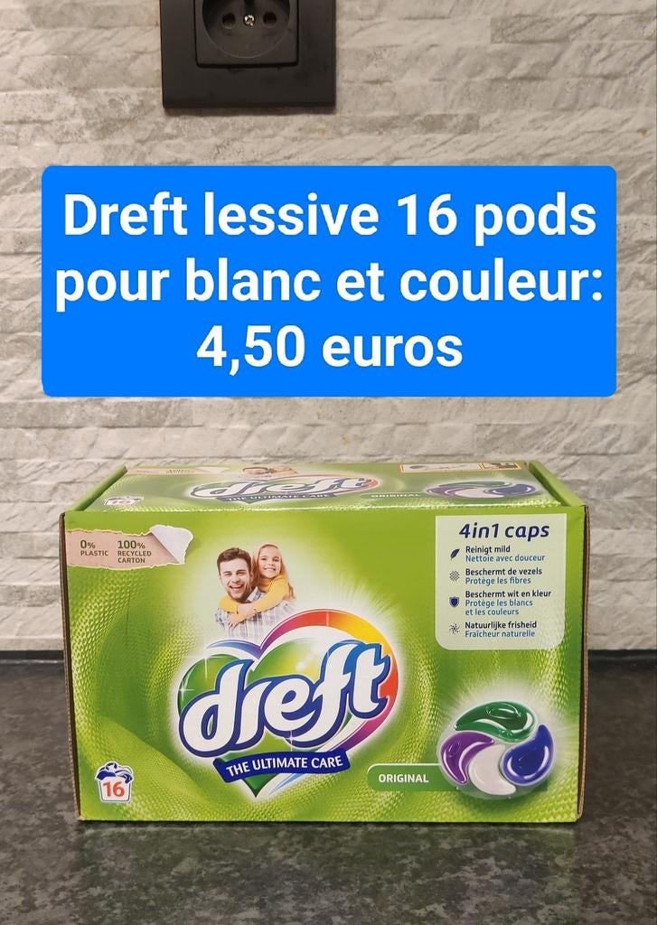 Dreft lessive 16 pods pour le blanc et les couleurs, Enlèvement